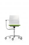 Seminar- und Konferenzdrehstuhl Fiore, Modell FI 7507, <br>mit verkehrsweier Kunststoffschale, Sitzpolster, Tablar <br>und verchromten Rollen